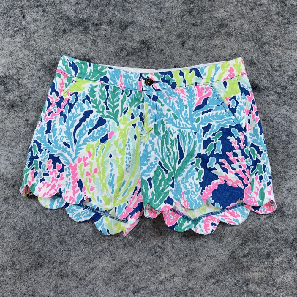 Lilly Pulitzer The Buttercup Shorts Size 00 Bright Multicolor Scalloped Edge